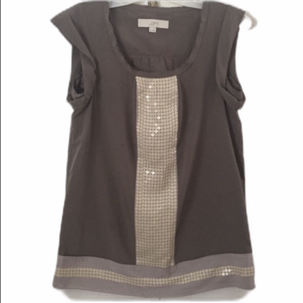 *loft Sequin Gray Top XS